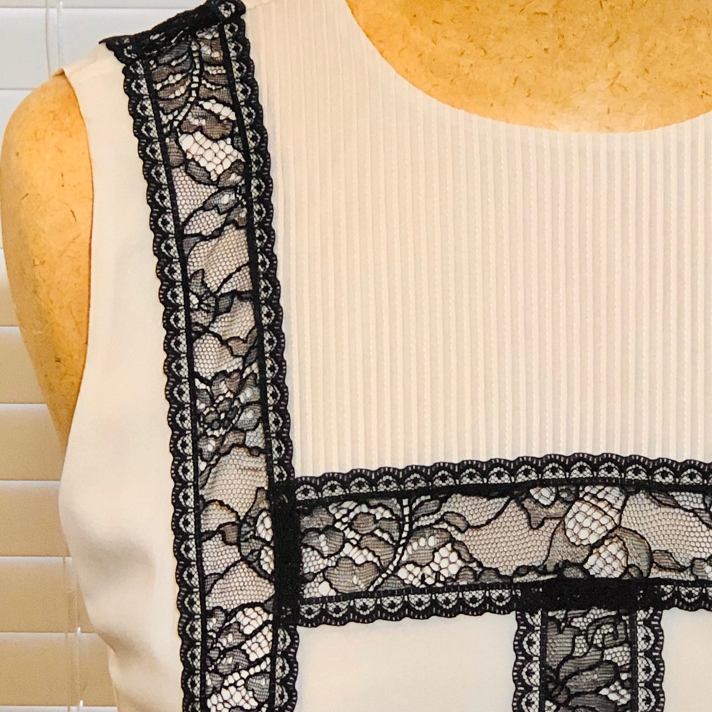 ALICE OLIVIA sleeveless dress cream 6 SILK LACE
